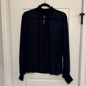 Express Navy Blue Sheer Blouse